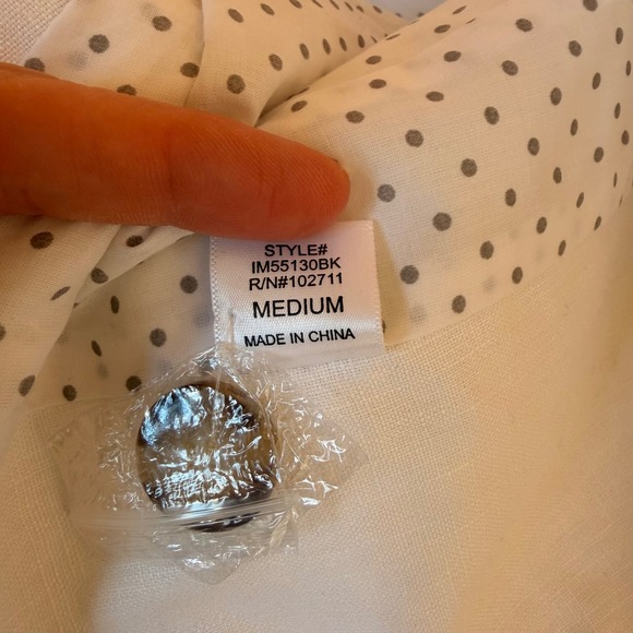 Gibson White Linen Blazer Ruched Sleeves Collarless One Button Workwear Medium - Picture 12 of 15